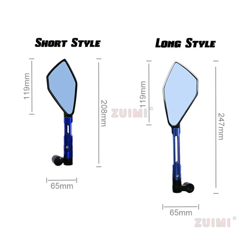 

Universal Aluminum Alloy Cnc Motorcycle Rearview Mirror Blue Anti-glare Mirror For Honda Yamaha Suzuki Scooter Ktm Side Mirror