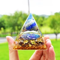3d rune energy amethyst orgone pyramid with lapis lazuli crystal sphere home decoration heals resin spiritual orgonite