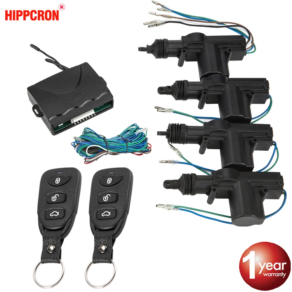 

NEW Hippcron Car Lock Door Remote Control Keyless Entry System Locking Kit with 4 Door Lock Actuator Universal 12V