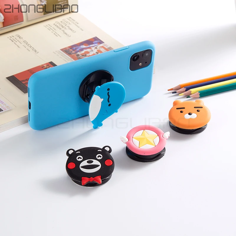 3D Silicone Cartoon Holder Candy Colors Case for Samsung Galaxy Note 10 9 8 S10 S9 S8 Plus S10e S7 S6 Edge Cute Stand Back Cover |
