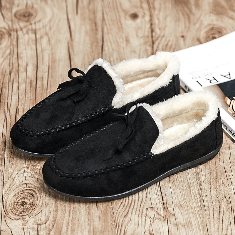 

Winter Loafers Mocasin Men Suede Shoes for Men Genuine Leather Fur Shoes Warm Original Footwear Shoes Zapatos Hombre Casual Flat