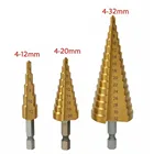 Набор ступенчатых сверл, из быстрорежущей стали с титановым покрытием, для дерева и металла, набор корончатых бит, 3-12 мм4-12 мм4-20 мм