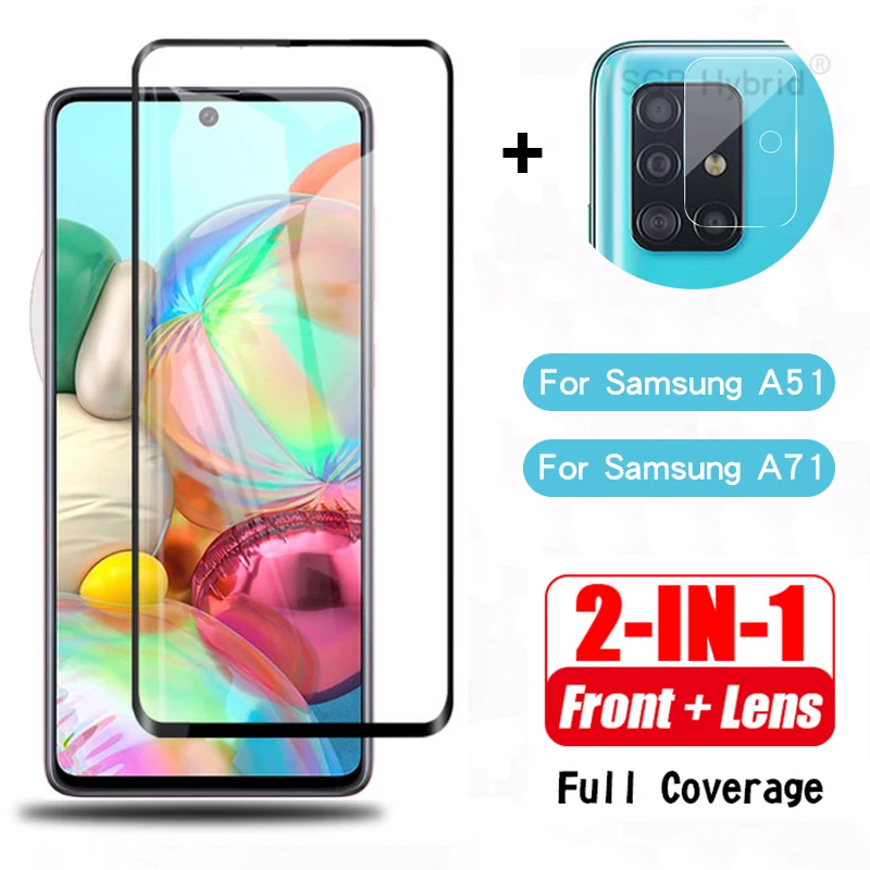 Стекло для объектива камеры 2 в 1 защитная пленка Samsung Galaxy A51 A71 закаленное стекло