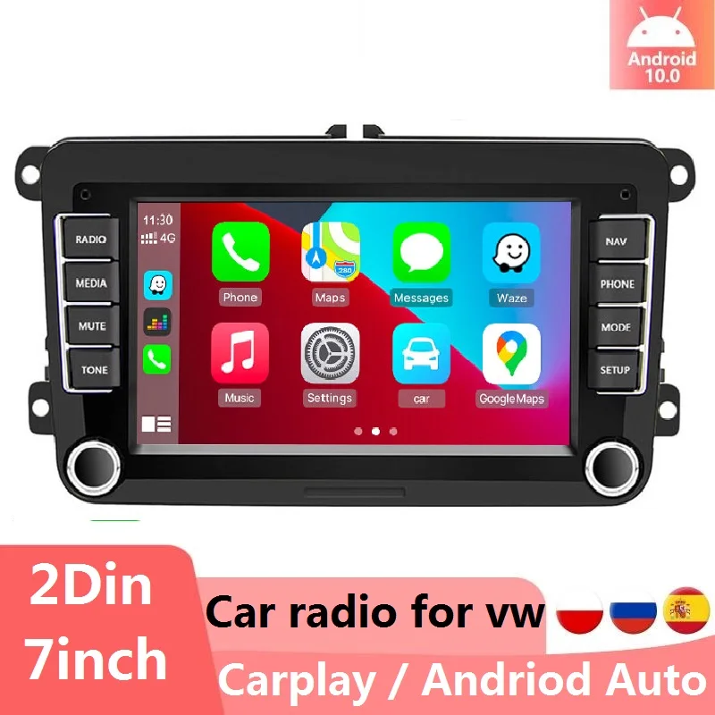 

2din Car Radio Android Touch Screen Bluetooth WIFI GPS Navigation Support Carplay Android Auto Stereo For VW Golf Skoda Car