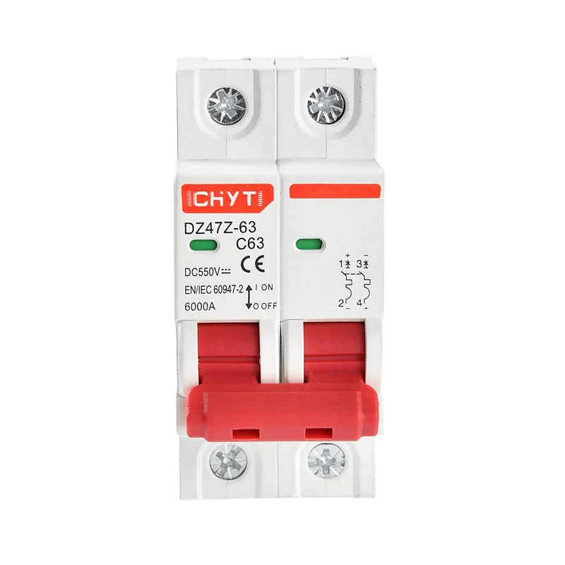 Бесплатная доставка фотоэлектрический выключатель CHYT DZ47Z 63 1P 2P PV Din Rail DC 250V 550V 63A 6kA