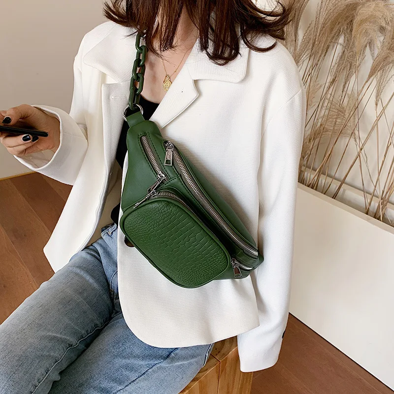 2020 Fashion Stone Pattern PU Leather Waist Bag Travel Casual Chain Women Belt Leisure Female Crossbody Shoulder Fanny Pack | Багаж и