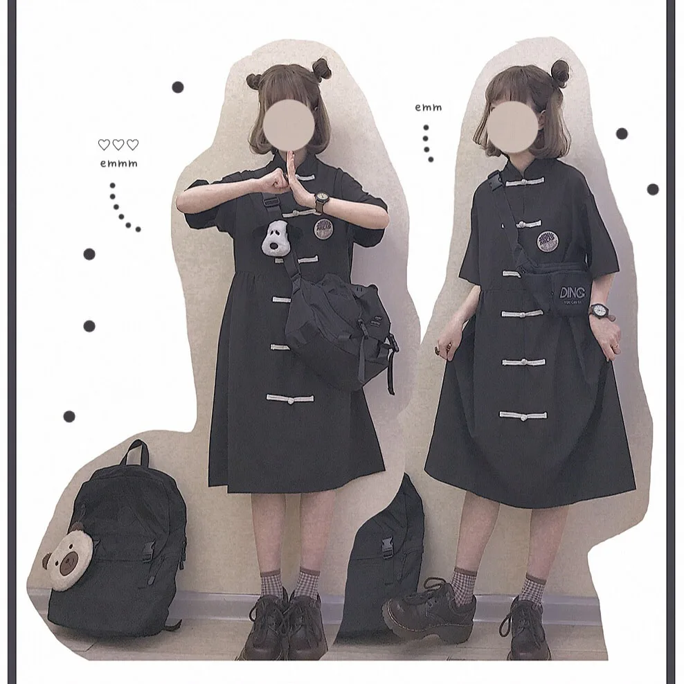 Женское платье с воротником стойкой удобное свободное в китайском стиле