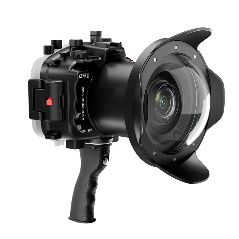 للبيع Seafrogs IPX8 40 متر الأسود كاميرا مقاومة للماء حالة لسوني A7RIII/A7III 16-35 مللي متر 28-70 مللي متر 90 مللي متر عدسة مع بقبضة مسدس