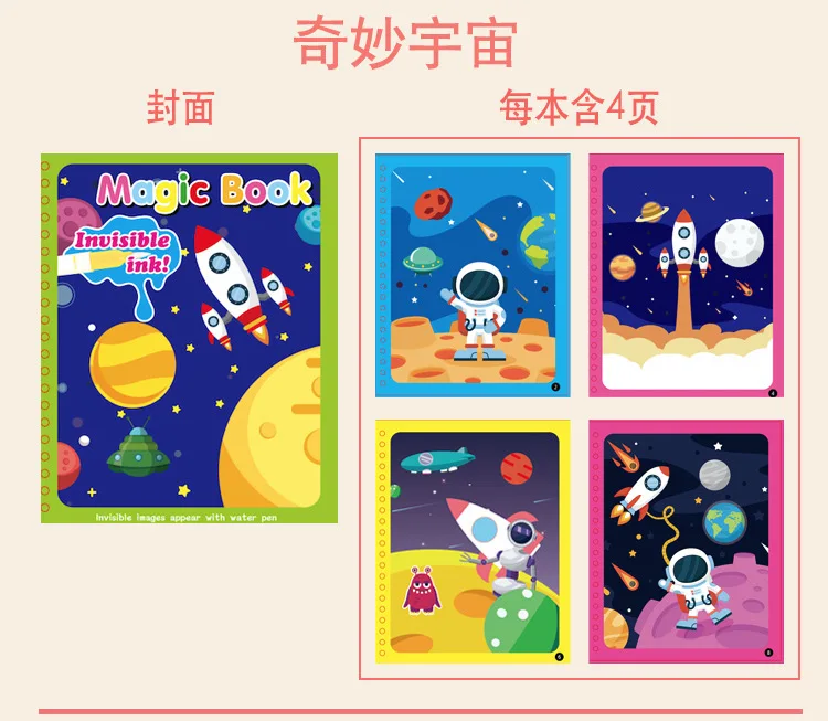 QMYZ-08 Diy волшебная водная книга удивительные Вселенная космическая раскраска доска для рисования каракули и волшебные игрушечные ручки для детей Рождественский подарок для малышей - Цвет: QMYZ-08