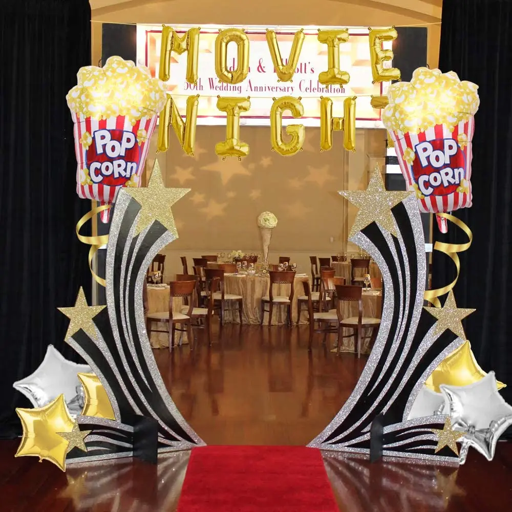 Movie Night Themed Party Decor Hollywood Red Carpet Supplies Foil Balloons ForOscar Event Awards Ceremony | Дом и сад