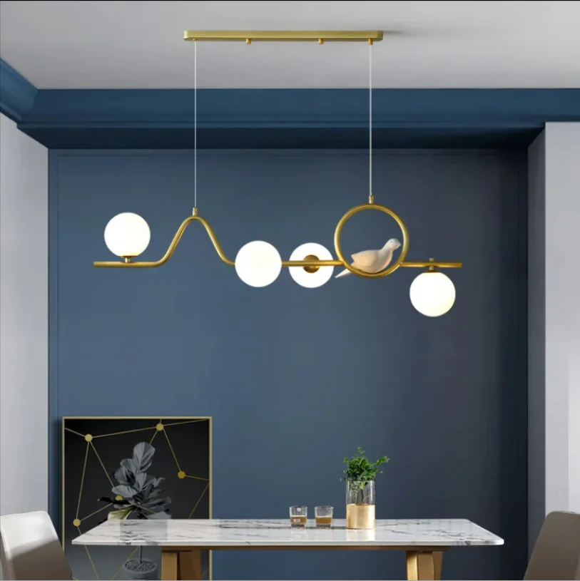 

Nordic LED metal simple loft modern restaurant magic bean long clause creative art bar counter dining room table chandelier