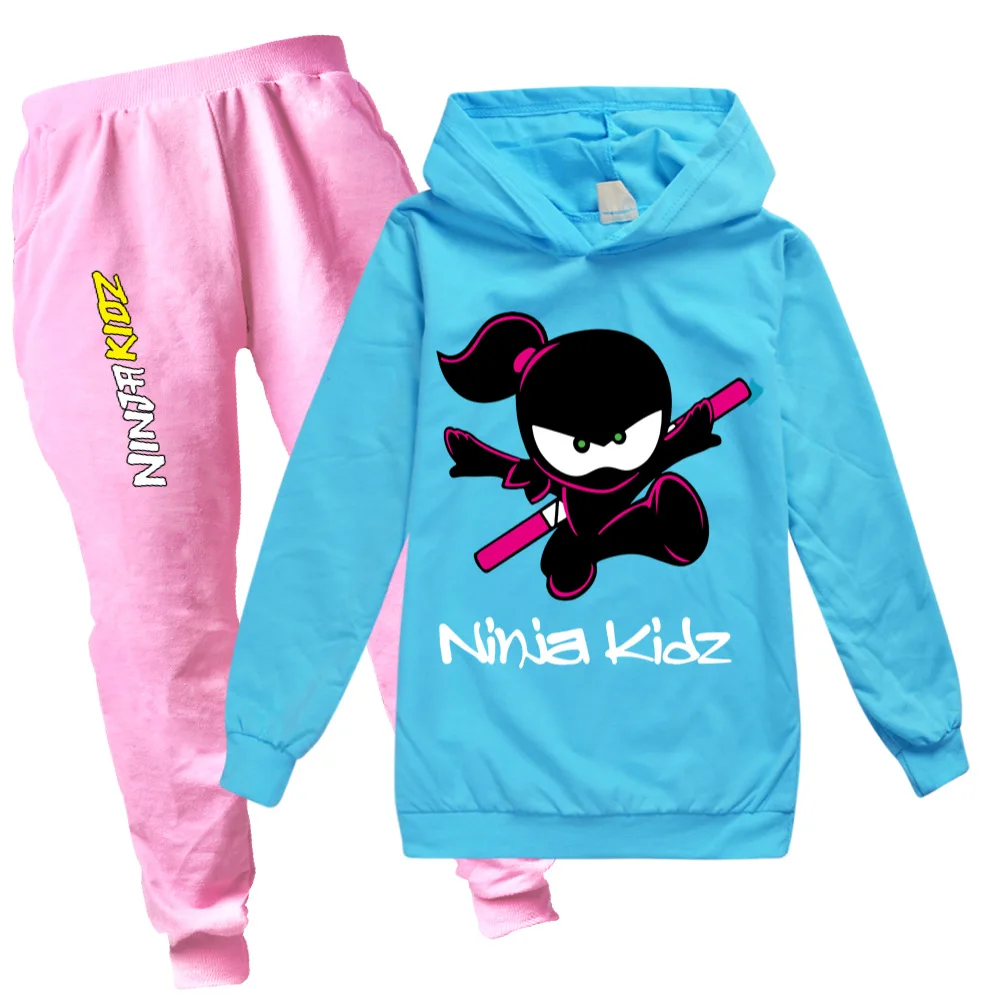 2022 New Spring and Autumn Children's NINJA KIDZ Kids Cotton Long Sleeve Hoodie Suit Boys Girls Sports Pullover Set 2-16Y