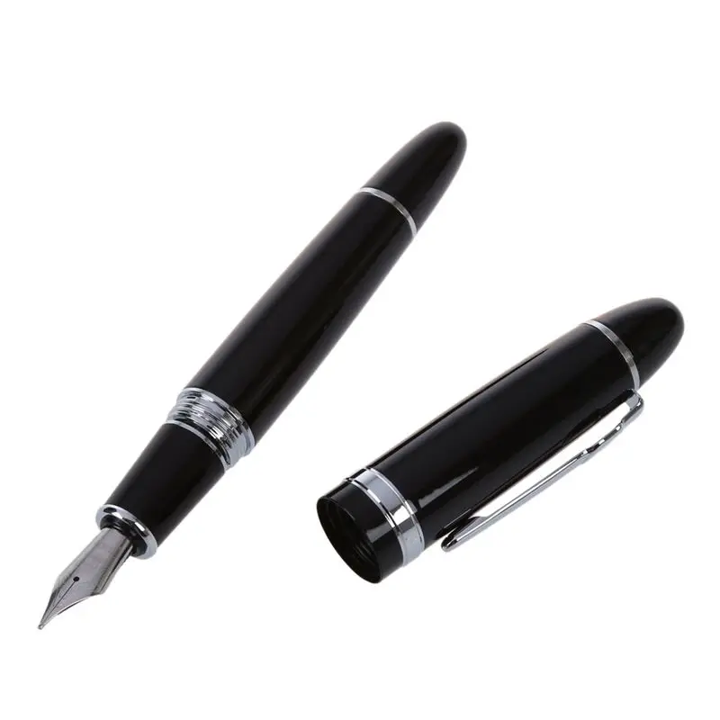 

Jinhao 159 Black And Silver M Nib Fountain Pen Thick For Gifts Decorations USA
