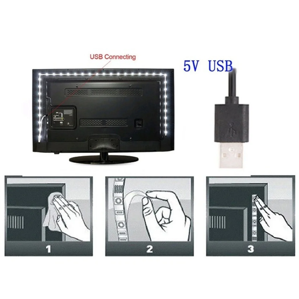 

Tira Led Pilas LED Strip Light USB 2835SMD DC5V Flexible LED Lamp Tape Ribbon RGB TV Desktop Screen BackLight Diode Tape