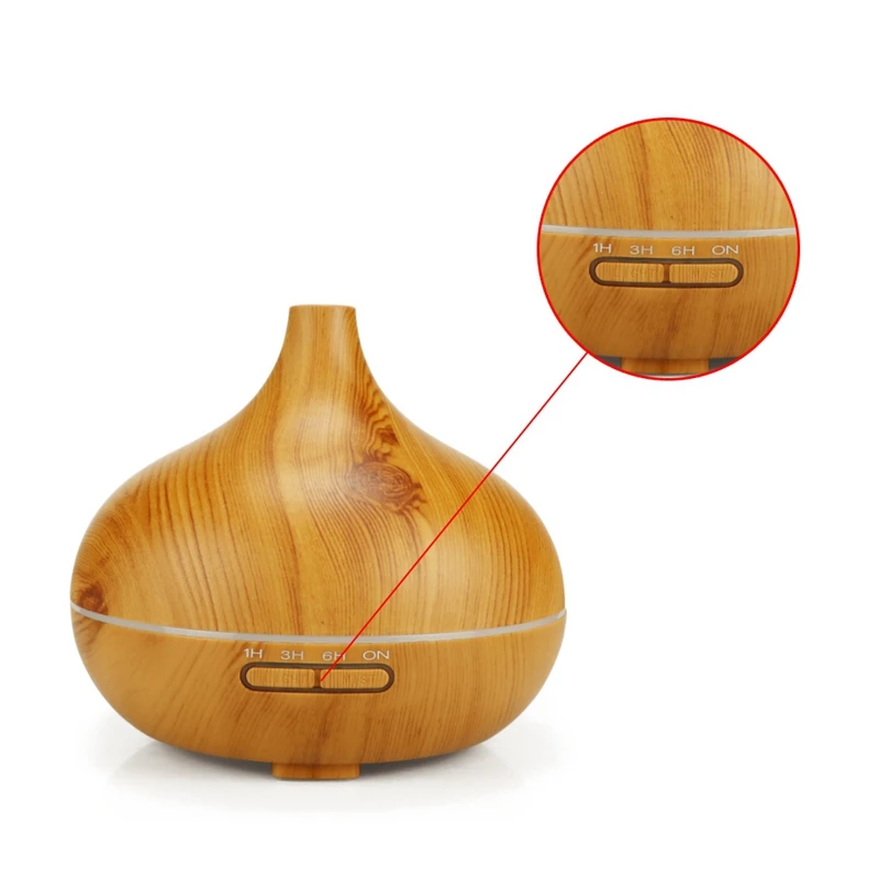 

400 ML Ultrasonic Wood Grain Aroma Humidifier Home Office Bedroom Purifier