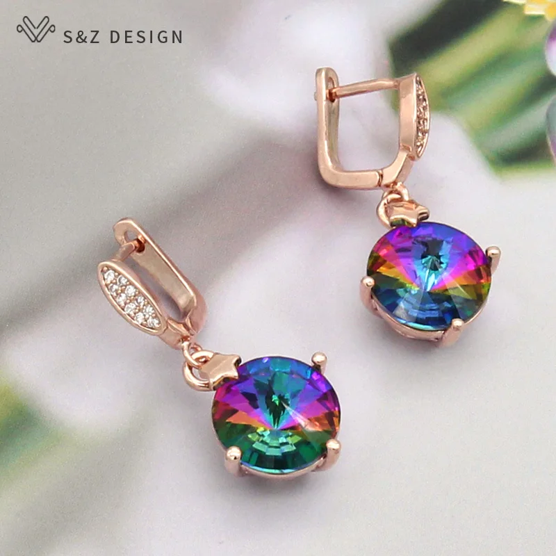 Серьги-подвески S &amp Z женские модные элегантные круглые цветные серьги-подвески