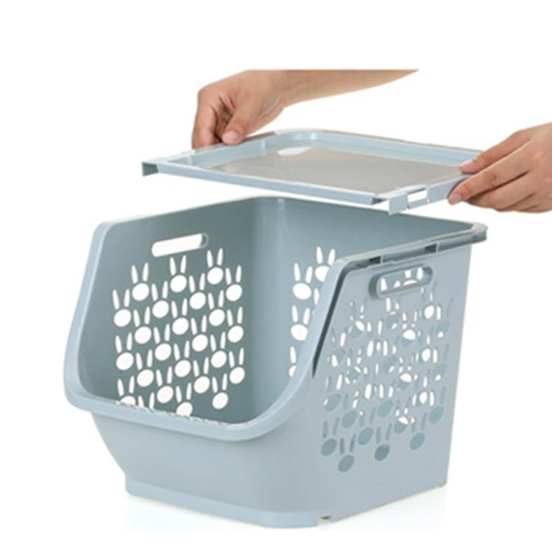 

Kitchen Storage Basket Plastic Multi-Functional Hollow Vegetables Fruit Racks With Cover Storage Basket For Organizers