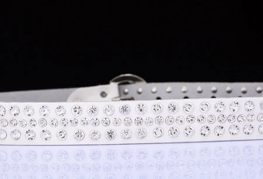 Fashion genuine leather rhinestone belts for women Luxury shining silver ring Pin Buckle belt female jeans strap width 2.8 cm