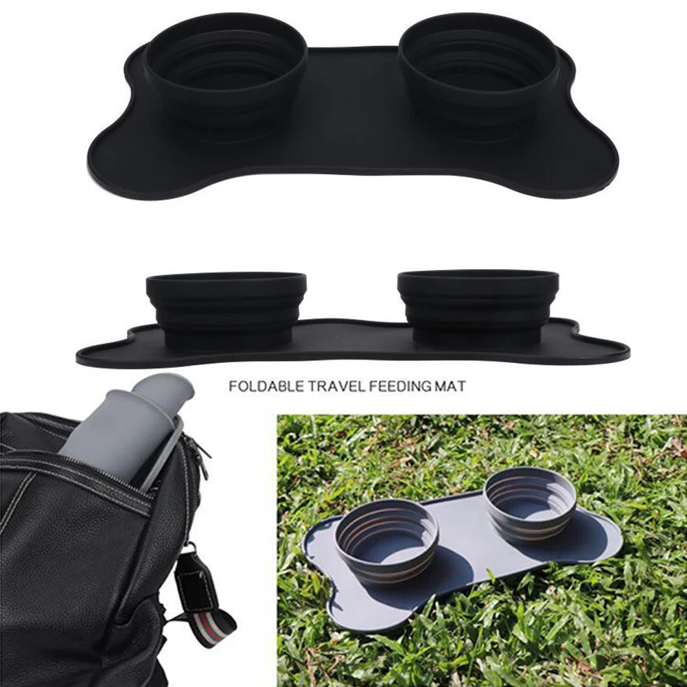 

Large Collapsible Dog Bowl Silicone Feeder Bowl for Dogs Cats Food Water Feeding, Portable Travel Bowl Pet Placemat