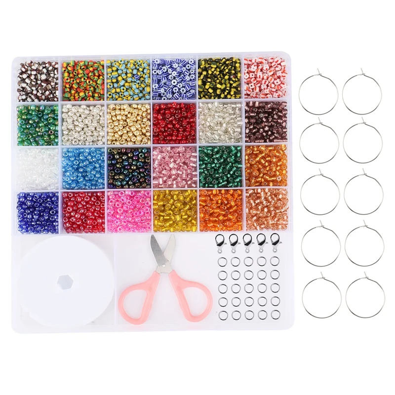 

Glass Seed Beads Elastic String Small Pony Beads for Adults Kids Jewellery Beads for DIY Jewellery Making, Earrings