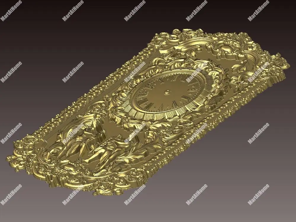 Рамка часов с 2 людьми играя 3D STL модель для ЧПУ гравировки и печати рельеф