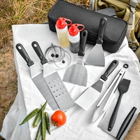 14pcs stainless steel barbecue tool set ketchup bottle grill set iron plate barbecue utensils outdoor camping cooking gadgets