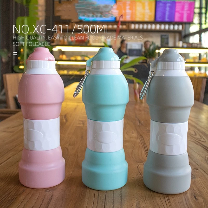 

Silica gel 5000ML Portable Telescopic Water Bottle Sports Kettle Pink Drink Coffee Road trip Outdoor Travel Cups Solid Water Cup