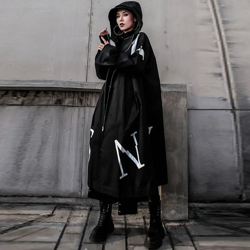 XITAO длинный Женский Тренч с буквенным принтом плюс размер корейская мода