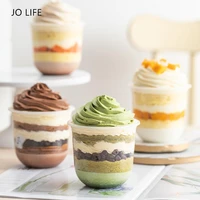 jo life 50pcsset transparent disposable mousse smoothie coffee cups with lids plastic ice cream juice package cup