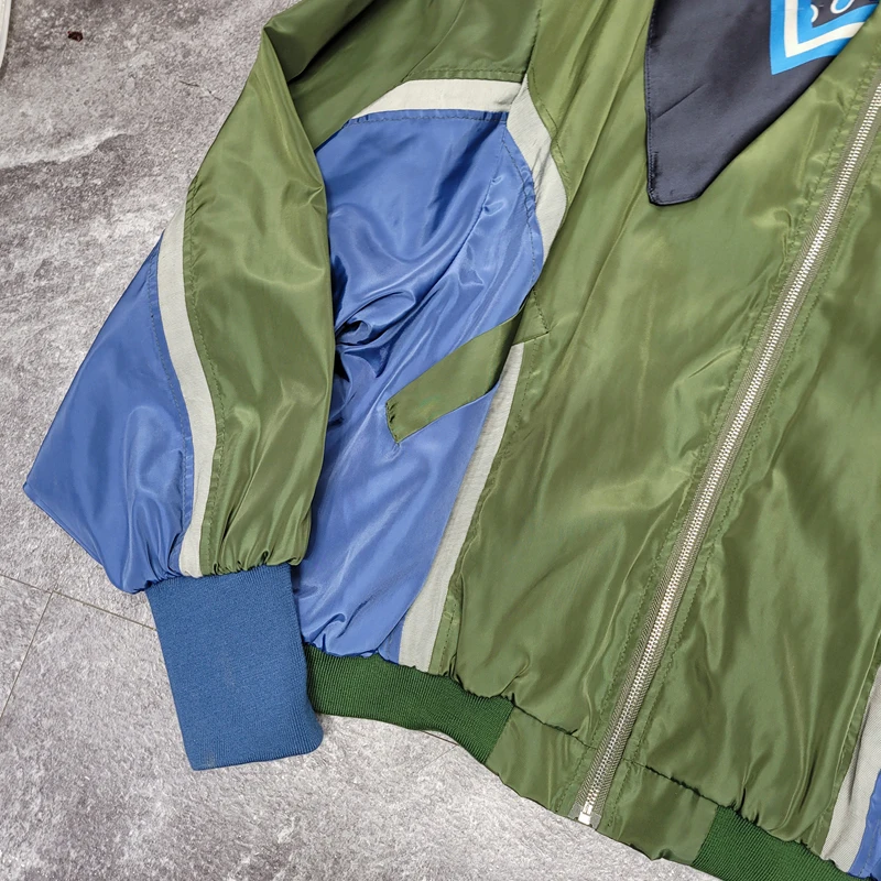 

TWOTWINSTYLE Hit Color Korean Print Coat For Women Lapel Long Sleeve Casual Loose Vintage Coats Female 2021 Spring Fashion Style