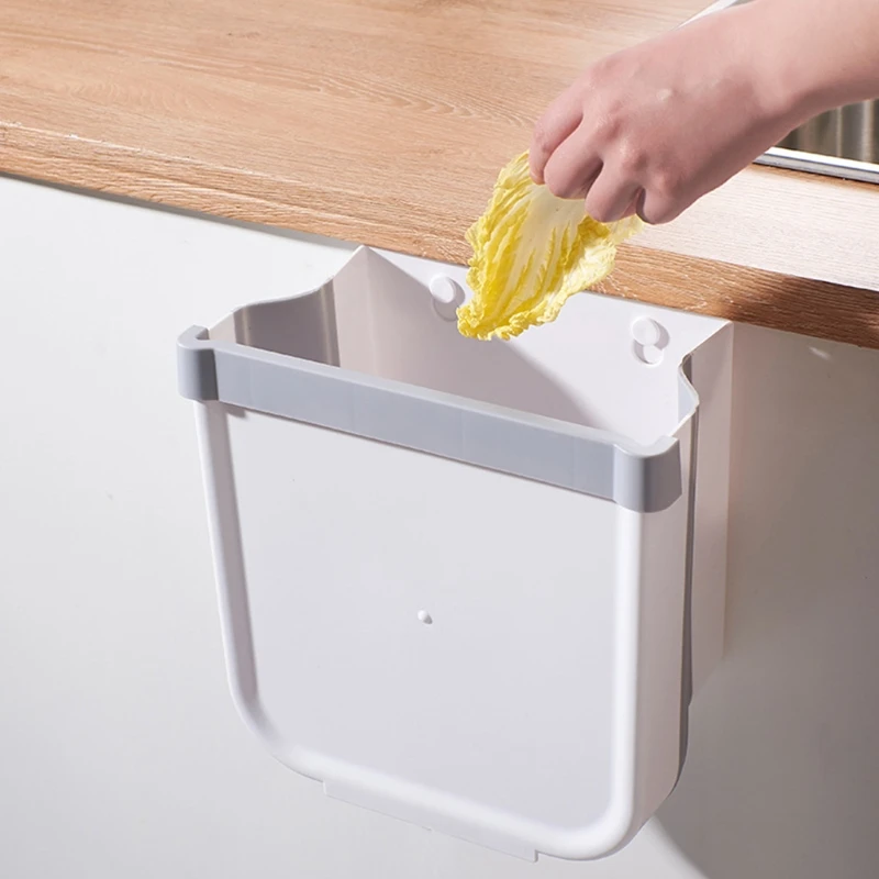 

Portable Hanging Plastic Kitchen Waste Trash Can Wall Mount Garbage Bin Rubbish Container Organizer Household Kitchen P82C