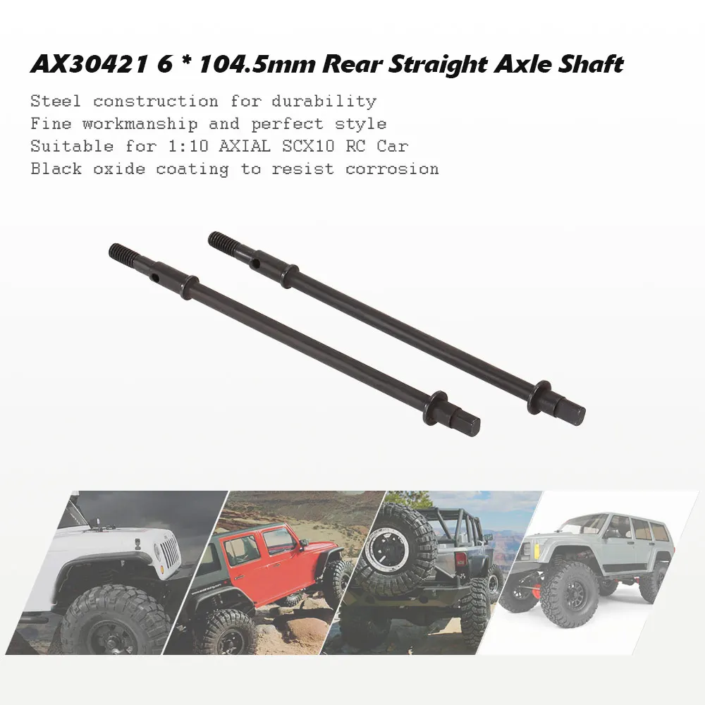 2Pcs 6x104.5mm Steel Rear Straight Axle Wheel Drive Shaft AX30421 for 1:10 AXIAL SCX10 RC Rock Crawler Car Jeep Wrangler AX90028 | Игрушки и