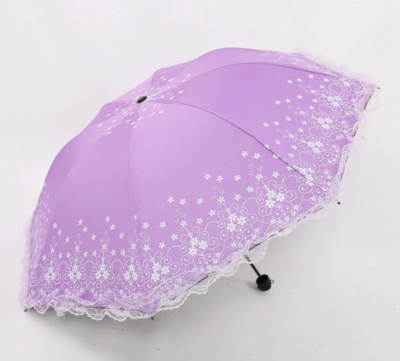 Новый женский милый зонтик карамельного цвета с кружевным краем складной зонт от
