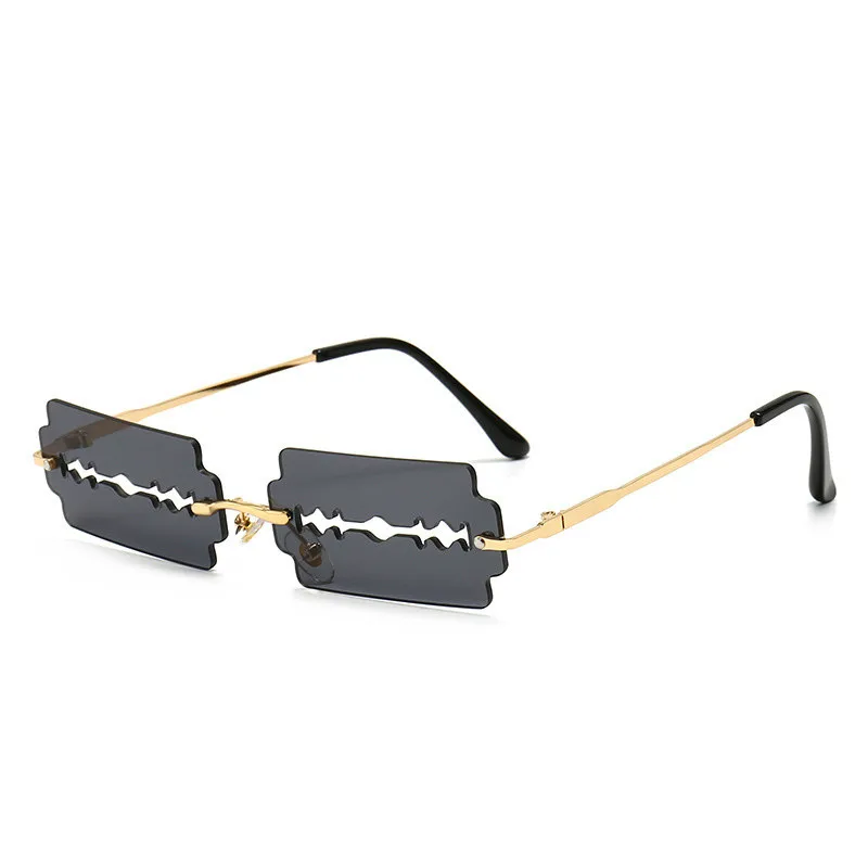 

New Frameless Personality Hollow Blade Woman Sunglasses Retro Unique Hollow Funny Sunglasses Party Catwalk Men Sun Glasses