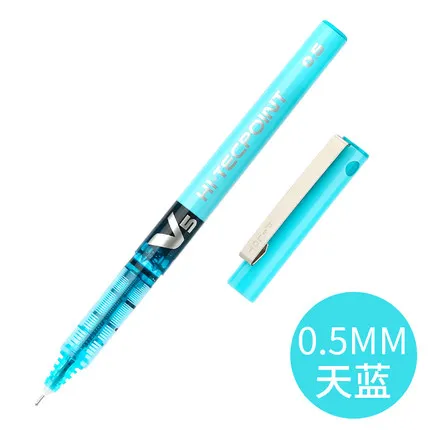 7 шт./лот, ручка Pilot V5 с жидкими чернилами, 0,5 мм, 7 цветов на выбор, BX-V5, стандартная ручка для офиса и школы, стиль канцелярских принадлежностей - Цвет: Небесно-голубой