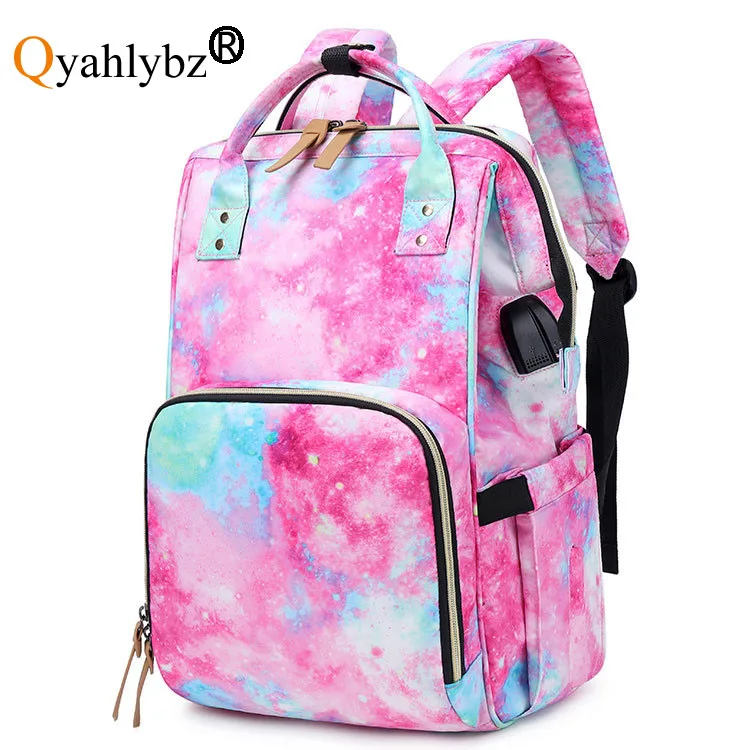 

Qyahlybz large capacity mummy shoulder bag multifunctional teenagers girls and boys travel usb backpack bolsa feminina schoolbag