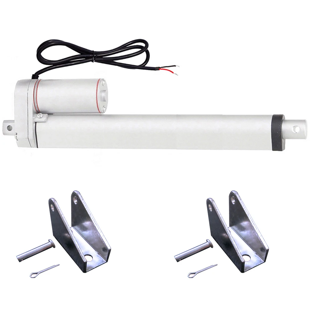 

One Set Multi-function Linear Actuator W/ Mounting Brackets 12" Stroke 220 Pound Max Lift 14mm/s Speed Heavy Duty DC12V Motor