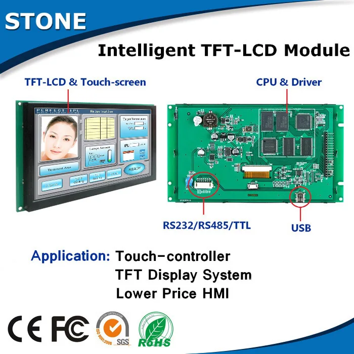 

4.3 Inch Programmable HMI TFT LCD Touch Screen Display with Controller Support Any Microcontroller 100PCS