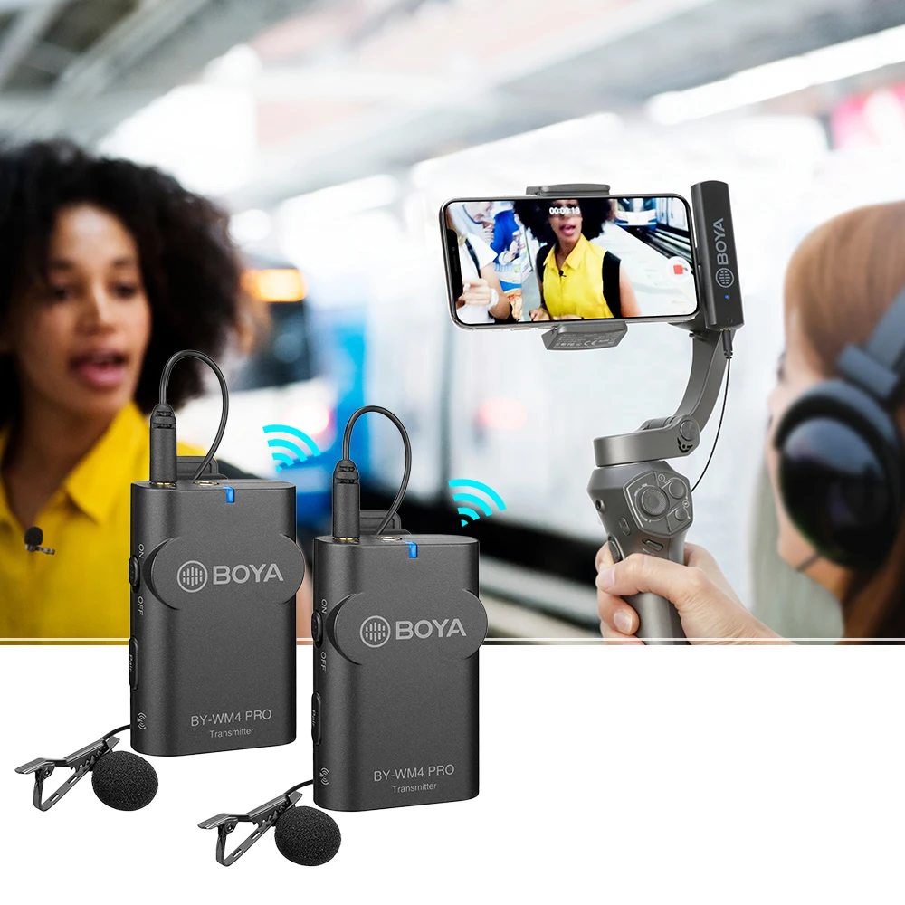 

BOYA BY-WM4 PRO Smartphone SLR Camera Lavalier Microphone Wireless Microphone Live Interview Radio Recording Equipment Mixing