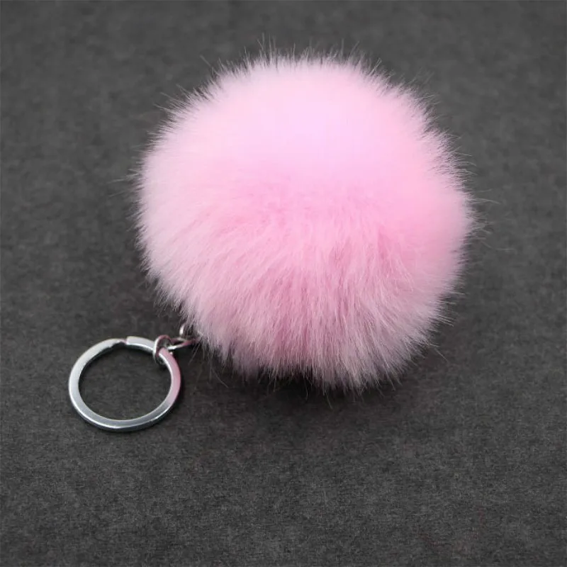 

1pcs Grey Plush Ball Plush Keychain Simple Ball Pompon Pendant Pompom Artificial Animal Keychains Woman Car Bag KeyRing Toy