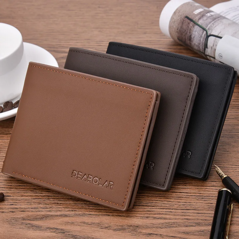 

New Men's Wallet Fashion Smooth Soft Leather Cross-section Multi-function Wallet Tide Short Men's Wallet Quality Assurance 2021