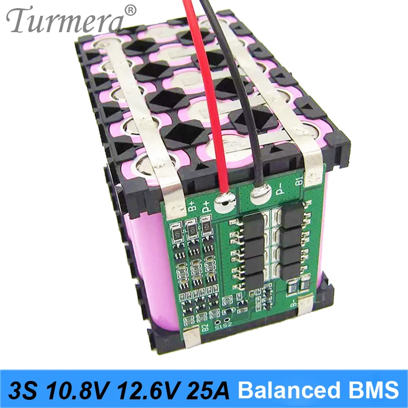 Защитная плата баланса литий-ионной батареи Turmera 3S 25A BMS для аккумулятора отвертки