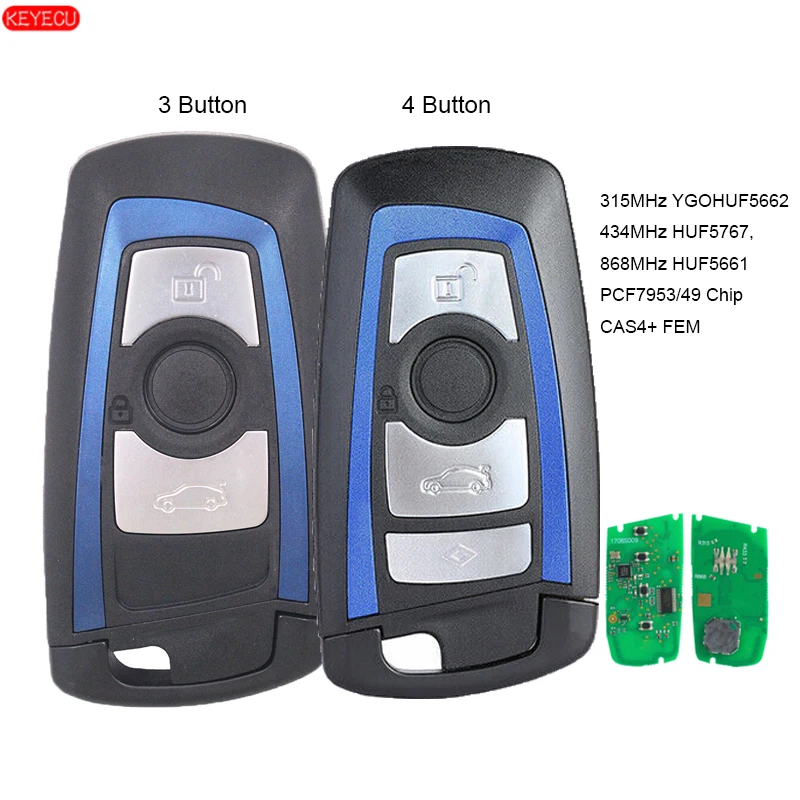 Смарт ключ KEYECU 3B /4 кнопки 315 МГц YGOHUF5662 433 YGOHUF5767 868 YGOHUF5661 PCF7953 для BMW F Series CAS4 +/ FEM|Ключ