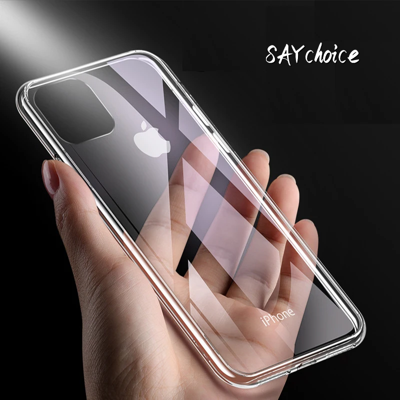 

SAYChoice 9H Tempered Glass For iPhone 11 12 13 Pro Max Mimi Back Cover Anti-Scratch Bumper Premium Hybrid Phone Case X XS XR