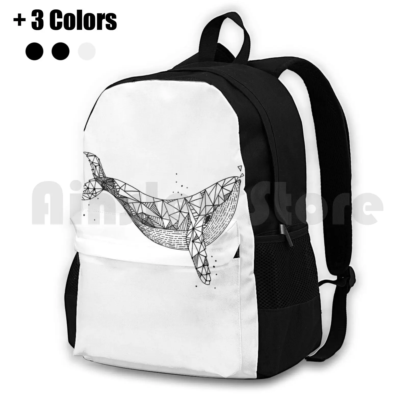 

Graphic Whale Outdoor Hiking Backpack Riding Climbing Sports Bag Weriem Whale Fish Ocean Green Bubbles Sea Mammal Graphic