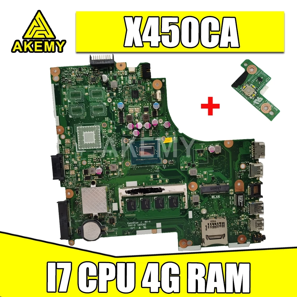 

AKemy X450CA motherboard With I7 CPU 4GB memory mainboard REV 2.0 For ASUS X450CA X450CC A450C X450C laptop motherboard Tested