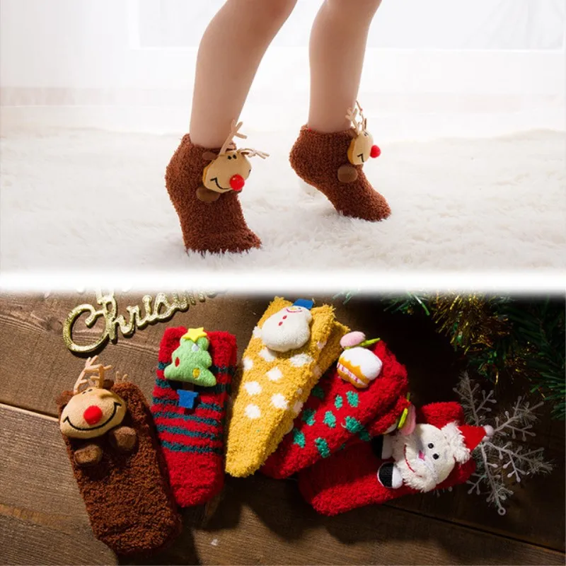

5Pairs Lovely Toddler Baby Girls Kids Christmas Satan Claus Stockings Cotton Knee High Hosiery Stocking Xmas Gifts