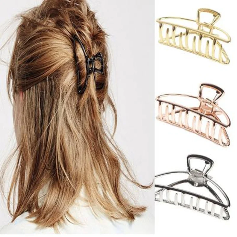 Женские Геометрические заколки для волос 2020 крабы в форме Луны зажимы однотонные
