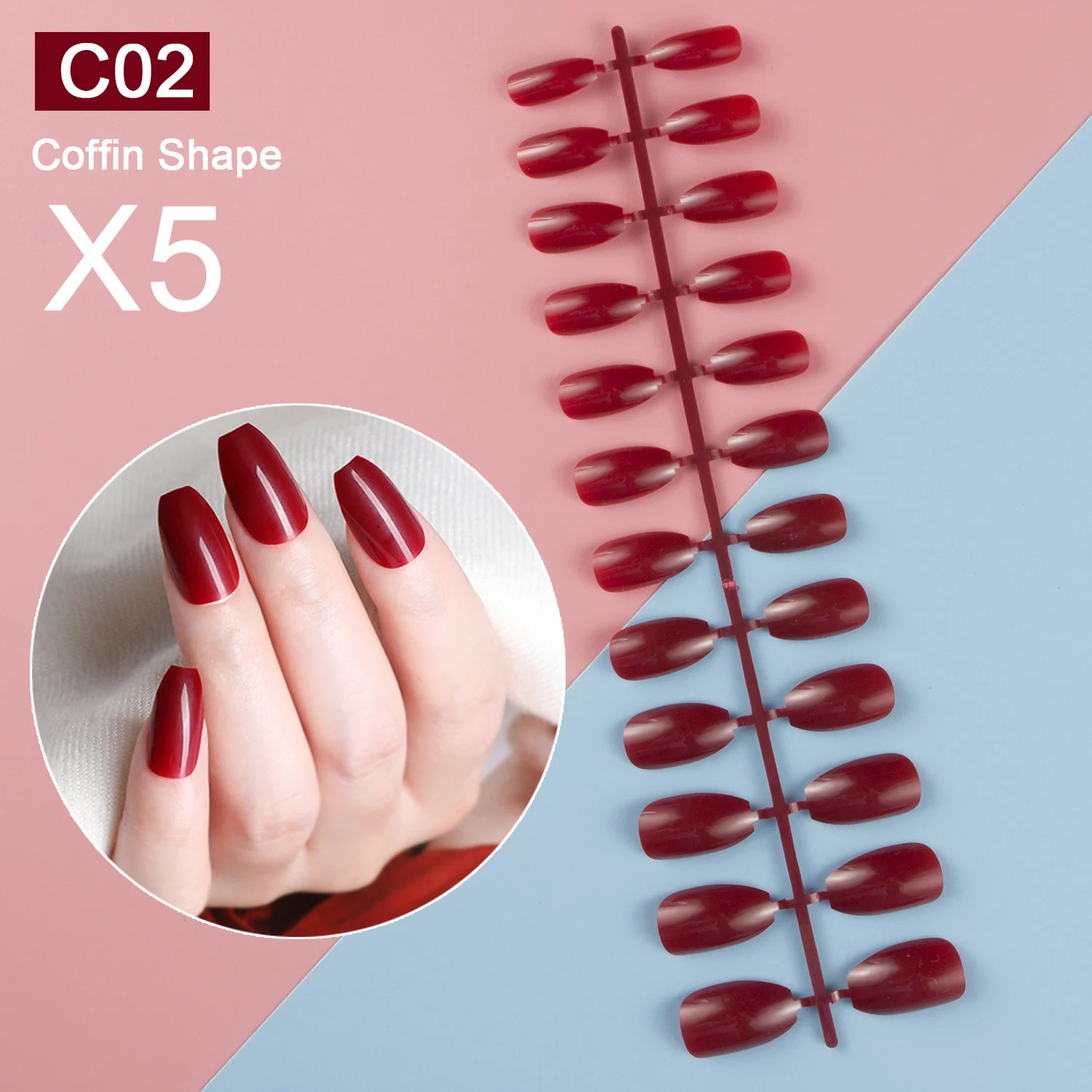 

Искусственные накладные ногти для гвоздей гроба балерины, Короткие накладные ногти с полным покрытием для самостоятельной сборки, 5 ярких ц...