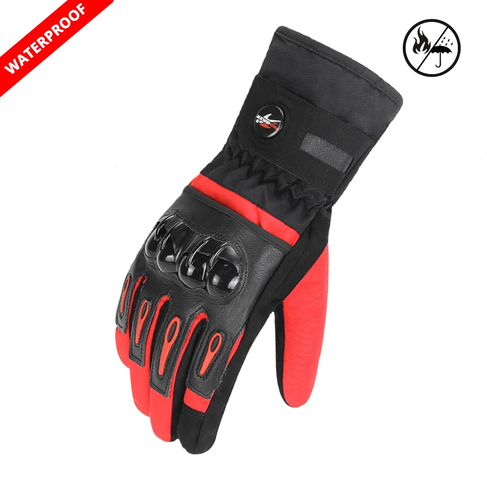MTV-08 RD Waterproof SUOMY Motorcycle Gloves Men Waterproof Windproof Winter Guantes Moto Gloves Touch Screen Motorbike Riding Gloves - Color: MTV-08 RD Waterproof